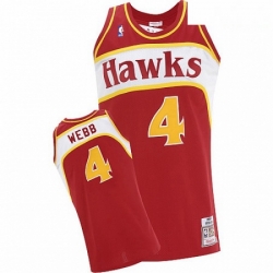 Mens Adidas Atlanta Hawks 4 Spud Webb Authentic Red Throwback NBA Jersey