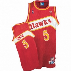 Mens Adidas Atlanta Hawks 5 Josh Smith Authentic Red Throwback NBA Jersey
