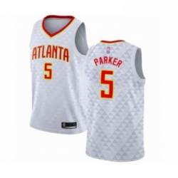 Mens Atlanta Hawks 5 Jabari Parker Authentic White Basketball Jersey Association Edition 
