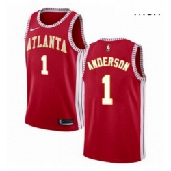 Mens Nike Atlanta Hawks 1 Justin Anderson Authentic Red NBA Jersey Statement Edition 
