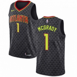Mens Nike Atlanta Hawks 1 Tracy Mcgrady Authentic Black Road NBA Jersey Icon Edition