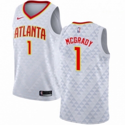 Mens Nike Atlanta Hawks 1 Tracy Mcgrady Authentic White NBA Jersey Association Edition