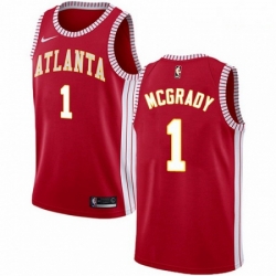 Mens Nike Atlanta Hawks 1 Tracy Mcgrady Swingman Red NBA Jersey Statement Edition