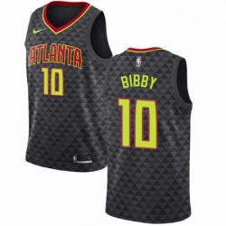 Mens Nike Atlanta Hawks 10 Mike Bibby Authentic Black Road NBA Jersey Icon Edition