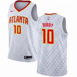 Mens Nike Atlanta Hawks 10 Mike Bibby Authentic White NBA Jersey Association Edition