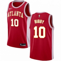 Mens Nike Atlanta Hawks 10 Mike Bibby Swingman Red NBA Jersey Statement Edition