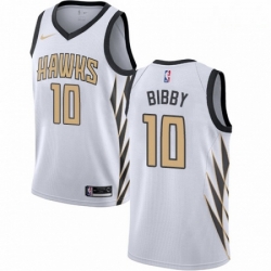 Mens Nike Atlanta Hawks 10 Mike Bibby Swingman White NBA Jersey City Edition