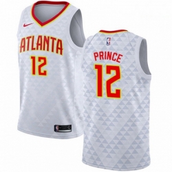 Mens Nike Atlanta Hawks 12 Taurean Prince Authentic White NBA Jersey Association Edition 