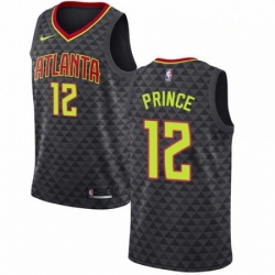 Mens Nike Atlanta Hawks 12 Taurean Prince Swingman Black Road NBA Jersey Icon Edition 