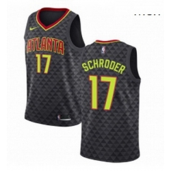 Mens Nike Atlanta Hawks 17 Dennis Schroder Authentic Black Road NBA Jersey Icon Edition 