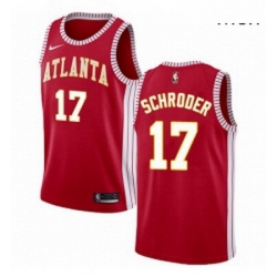 Mens Nike Atlanta Hawks 17 Dennis Schroder Authentic Red NBA Jersey Statement Edition 