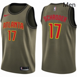 Mens Nike Atlanta Hawks 17 Dennis Schroder Swingman Green Salute to Service NBA Jersey 