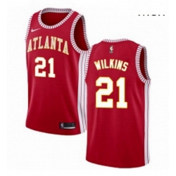 Mens Nike Atlanta Hawks 21 Dominique Wilkins Authentic Red NBA Jersey Statement Edition
