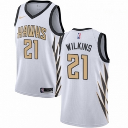 Mens Nike Atlanta Hawks 21 Dominique Wilkins Swingman White NBA Jersey City Edition