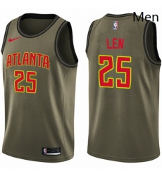 Mens Nike Atlanta Hawks 25 Alex Len Swingman Green Salute to Service NBA Jersey 