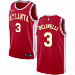 Mens Nike Atlanta Hawks 3 Marco Belinelli Authentic Red NBA Jersey Statement Edition 