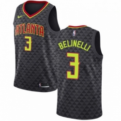 Mens Nike Atlanta Hawks 3 Marco Belinelli Swingman Black Road NBA Jersey Icon Edition 