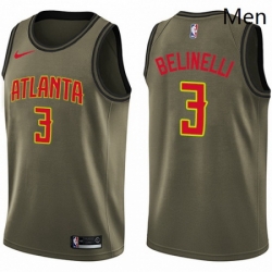 Mens Nike Atlanta Hawks 3 Marco Belinelli Swingman Green Salute to Service NBA Jersey 