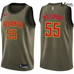 Mens Nike Atlanta Hawks 55 Dikembe Mutombo Swingman Green Salute to Service NBA Jersey 