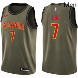 Mens Nike Atlanta Hawks 7 Jeremy Lin Swingman Green Salute to Service NBA Jersey 