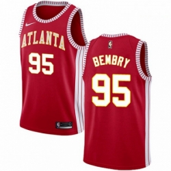 Mens Nike Atlanta Hawks 95 DeAndre Bembry Authentic Red NBA Jersey Statement Edition