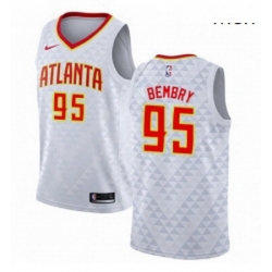 Mens Nike Atlanta Hawks 95 DeAndre Bembry Swingman White NBA Jersey Association Edition