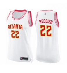Womens Atlanta Hawks 22 Cam Reddish Swingman White Pink Fashion Basketball Jersey 