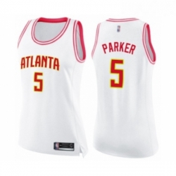 Womens Atlanta Hawks 5 Jabari Parker Swingman White Pink Fashion Basketball Jerse 