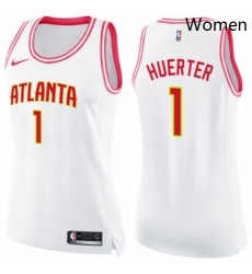 Womens Nike Atlanta Hawks 1 Kevin Huerter Swingman WhitePink Fashion NBA Jersey 