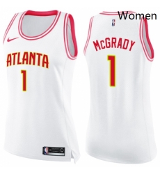 Womens Nike Atlanta Hawks 1 Tracy Mcgrady Swingman WhitePink Fashion NBA Jersey