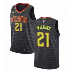 Womens Nike Atlanta Hawks 21 Dominique Wilkins Authentic Black Road NBA Jersey Icon Edition