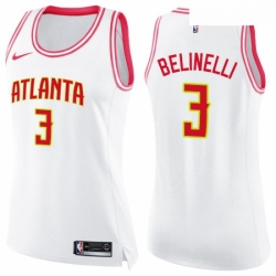 Womens Nike Atlanta Hawks 3 Marco Belinelli Swingman WhitePink Fashion NBA Jersey 
