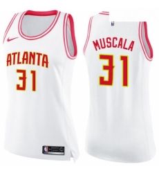 Womens Nike Atlanta Hawks 31 Mike Muscala Swingman WhitePink Fashion NBA Jersey 