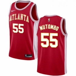 Womens Nike Atlanta Hawks 55 Dikembe Mutombo Authentic Red NBA Jersey Statement Edition 