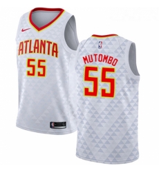 Womens Nike Atlanta Hawks 55 Dikembe Mutombo Authentic White NBA Jersey Association Edition 