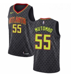 Womens Nike Atlanta Hawks 55 Dikembe Mutombo Swingman Black Road NBA Jersey Icon Edition 