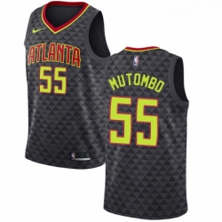 Womens Nike Atlanta Hawks 55 Dikembe Mutombo Swingman Black Road NBA Jersey Icon Edition 
