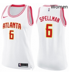 Womens Nike Atlanta Hawks 6 Omari Spellman Swingman WhitePink Fashion NBA Jersey 