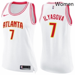 Womens Nike Atlanta Hawks 7 Ersan Ilyasova Swingman WhitePink Fashion NBA Jersey 