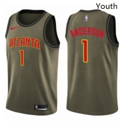 Youth Nike Atlanta Hawks 1 Justin Anderson Swingman Green Salute to Service NBA Jersey 