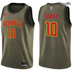 Youth Nike Atlanta Hawks 10 Mike Bibby Swingman Green Salute to Service NBA Jersey