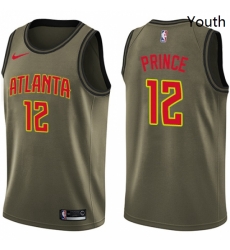 Youth Nike Atlanta Hawks 12 Taurean Prince Swingman Green Salute to Service NBA Jersey 