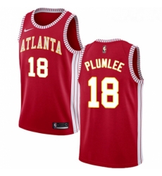Youth Nike Atlanta Hawks 18 Miles Plumlee Authentic Red NBA Jersey Statement Edition 