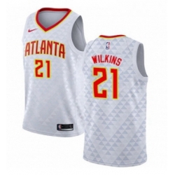 Youth Nike Atlanta Hawks 21 Dominique Wilkins Authentic White NBA Jersey Association Edition