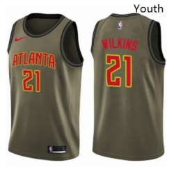 Youth Nike Atlanta Hawks 21 Dominique Wilkins Swingman Green Salute to Service NBA Jersey