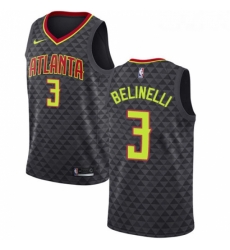 Youth Nike Atlanta Hawks 3 Marco Belinelli Authentic Black Road NBA Jersey Icon Edition 