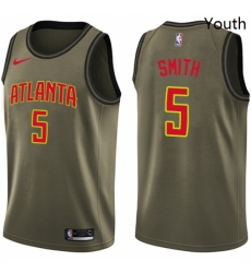 Youth Nike Atlanta Hawks 5 Josh Smith Swingman Green Salute to Service NBA Jersey