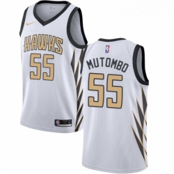 Youth Nike Atlanta Hawks 55 Dikembe Mutombo Swingman White NBA Jersey City Edition 