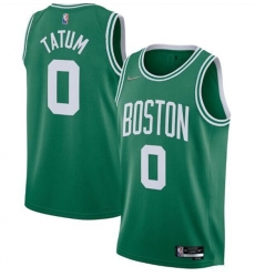 Men Boston Celtics 0 Jayson Tatum 75th Anniversary 2021 Green Stitched Basketball Jersey