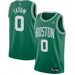 Men Boston Celtics 0 Jayson Tatum 75th Anniversary Green Stitched Basketball Jersey